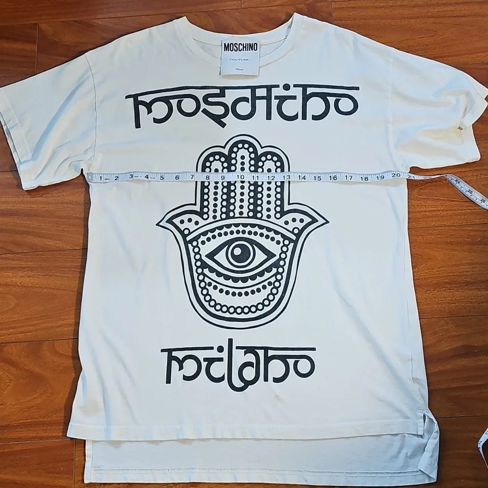 Moschino White and Black Graphic Tee - Picture 9 of 10